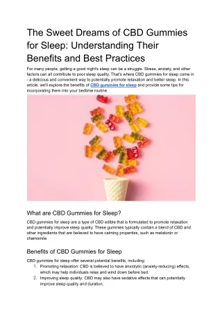 The Sweet Dreams of CBD Gummies for Sleep_ Understanding Their Benefits and Best Practices
