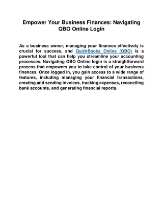 Empower Your Business Finances: Navigating QBO Online Login
