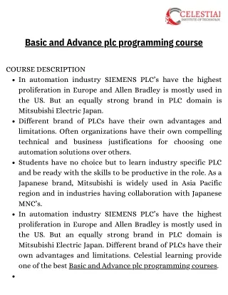 basic and advance plc programming course