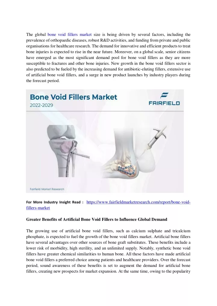 the global bone void fillers market size is being