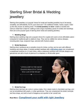 Sterling Silver Bridal & Wedding jewellery
