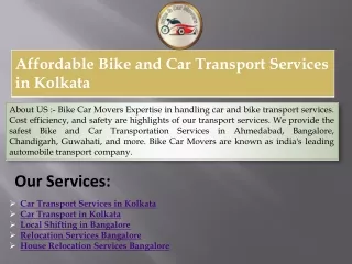 Affordable Bike and Car Transport Services in Kolkata