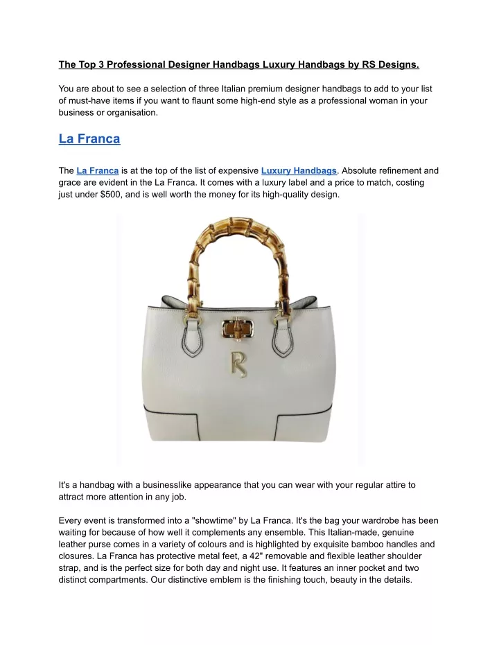 the top 3 professional designer handbags luxury