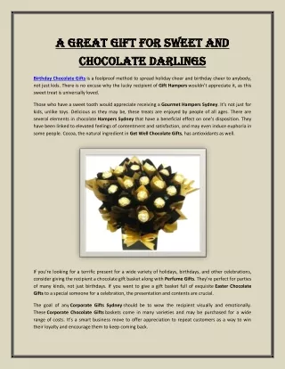 A Great Gift for Sweet and Chocolate Darlings