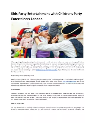 Kids Party Entertainment with Childrens Party Entertainers London