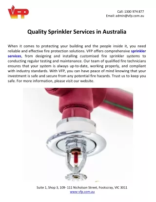 Quality Sprinkler Services in Australia