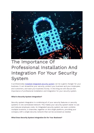the importance of professional installation