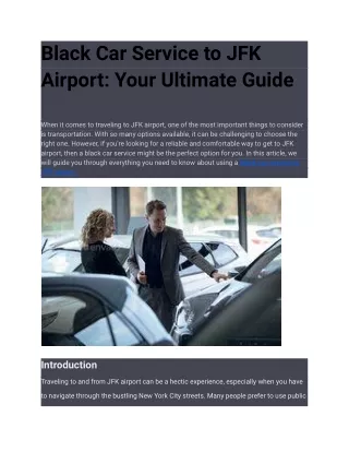Black Car Service to JFK Airport: Your Ultimate Guide
