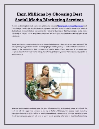 Earn Millions by Choosing Best Social Media Marketing Services