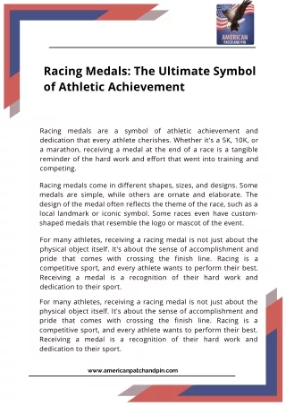 Racing Medals The Ultimate Symbol of Athletic Achievement (1)