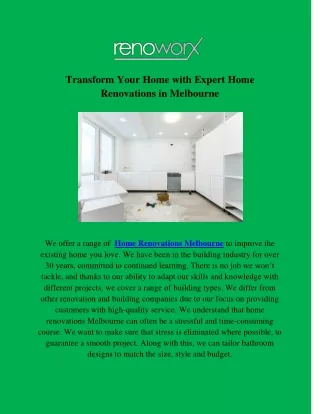 Transform Your Home with Expert Home Renovations in Melbourne