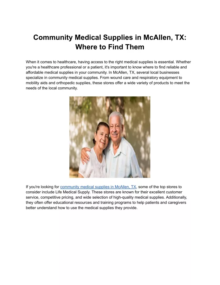 community medical supplies in mcallen tx where