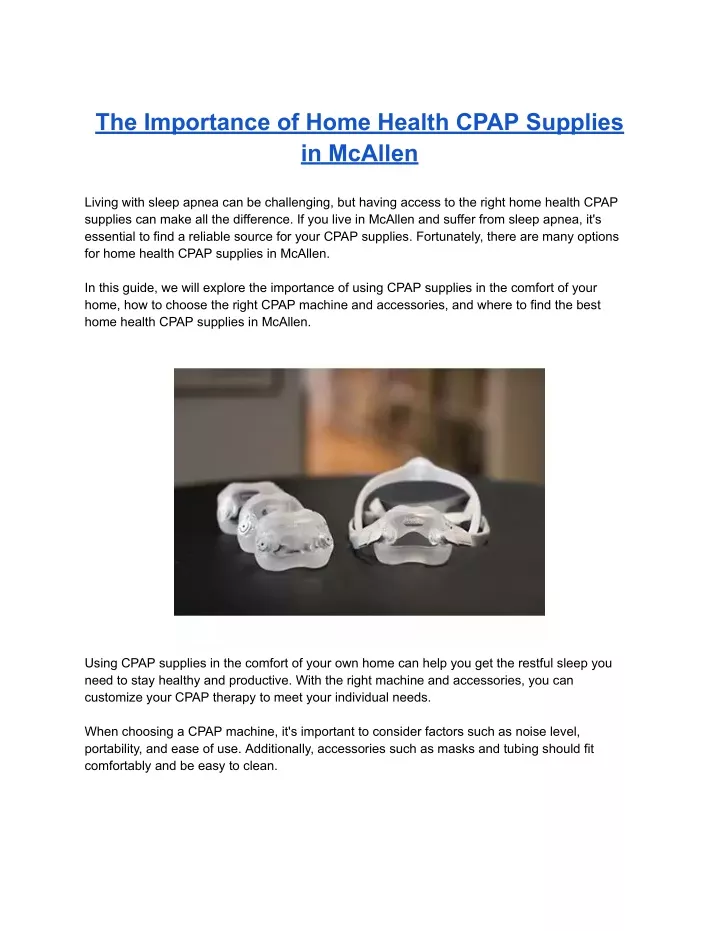 the importance of home health cpap supplies