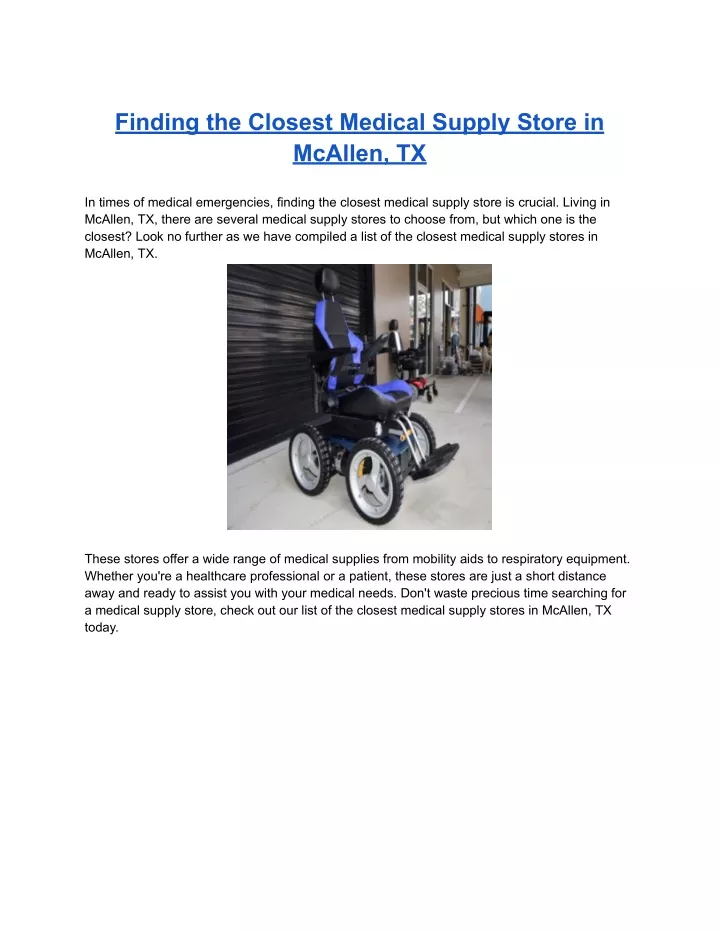 finding the closest medical supply store