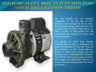 high quality hot tub pumps for your relaxation