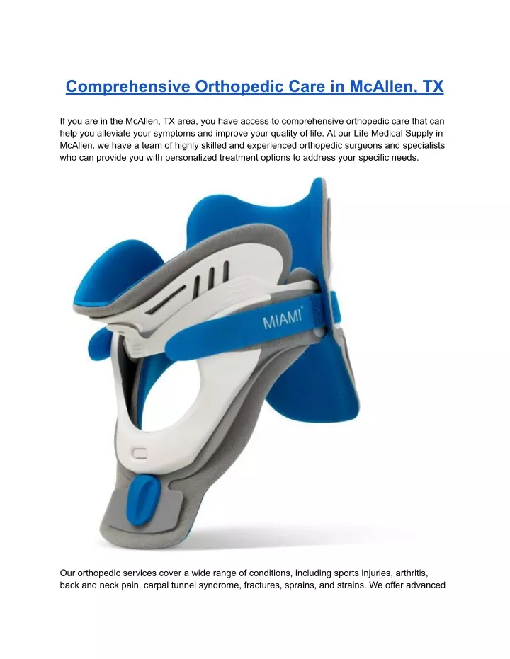 Ppt Comprehensive Orthopedic Care In Mcallen Tx Powerpoint