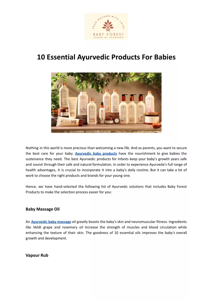 10 essential ayurvedic products for babies