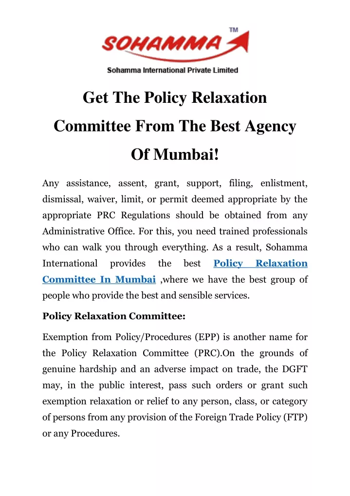 get the policy relaxation