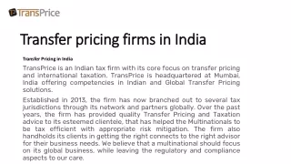transfer pricing firms in india