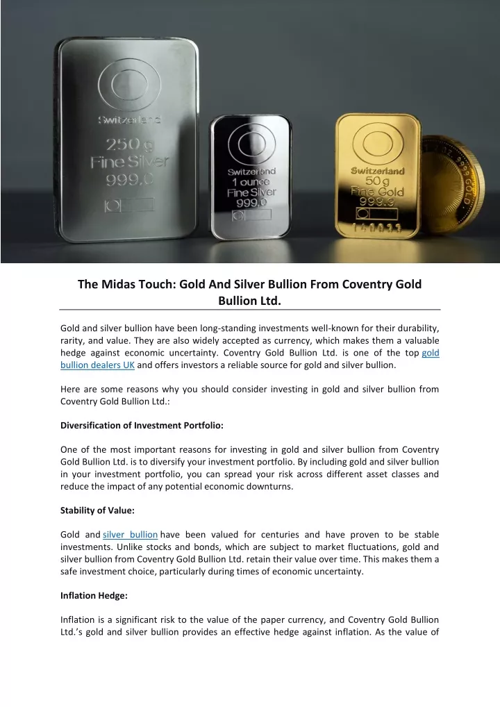 the midas touch gold and silver bullion from