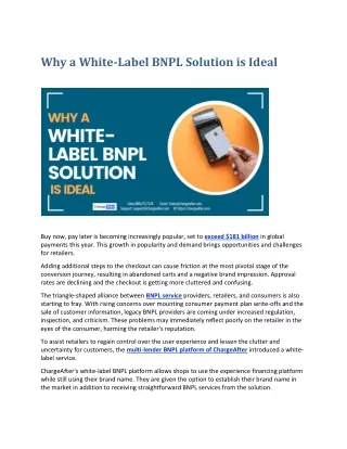 why a white label bnpl solution is ideal