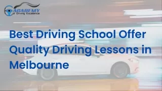 Best Driving School Offer Quality Driving Lessons in Melbourne