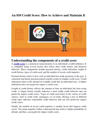 An 810 Credit Score How to Achieve and Maintain It