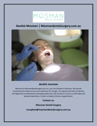 Dentist Mosman | Mosmandentalsurgery.com.au