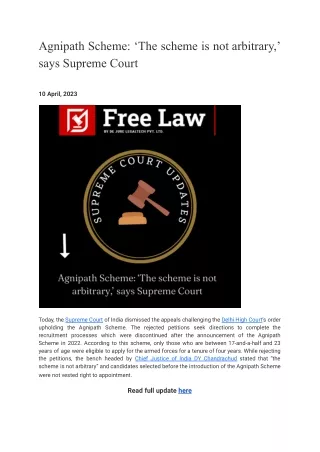 agnipath scheme the scheme is not arbitrary says