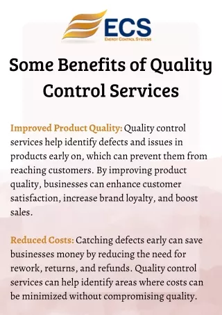 Some Benefits of Quality Control Services