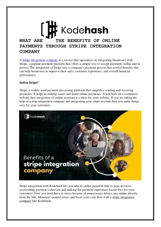 WHAT ARE THE BENEFITS OF ONLINE PAYMENTS THROUGH STRIPE INTEGRATION COMPANY