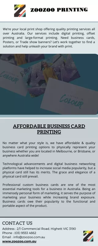 Stun Your Clients With Eye-catching Business Cards from Zoozoo Printing
