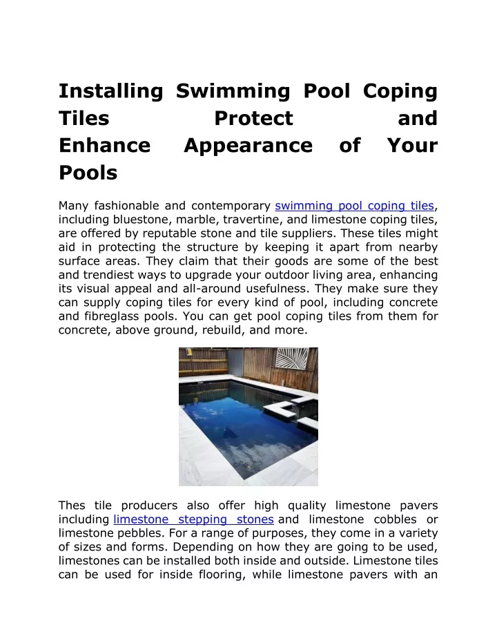 installing swimming pool coping tiles protect