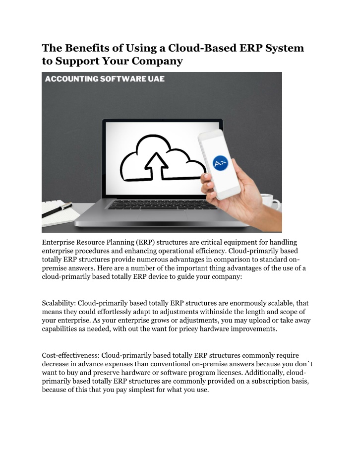 the benefits of using a cloud based erp system