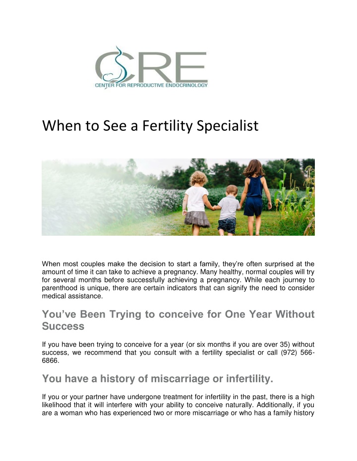 when to see a fertility specialist