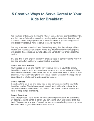 5 Creative Ways to Serve Cereal to Your Kids for Breakfast