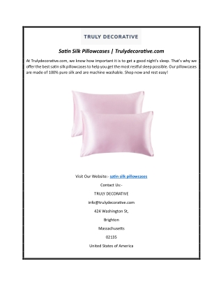 Satin Silk Pillowcases | Trulydecorative.com