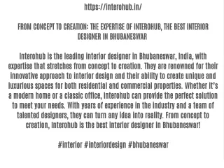 FROM CONCEPT TO CREATION: THE EXPERTISE OF INTEROHUB, THE BEST INTERIOR DESIGNER IN BHUBANESWAR