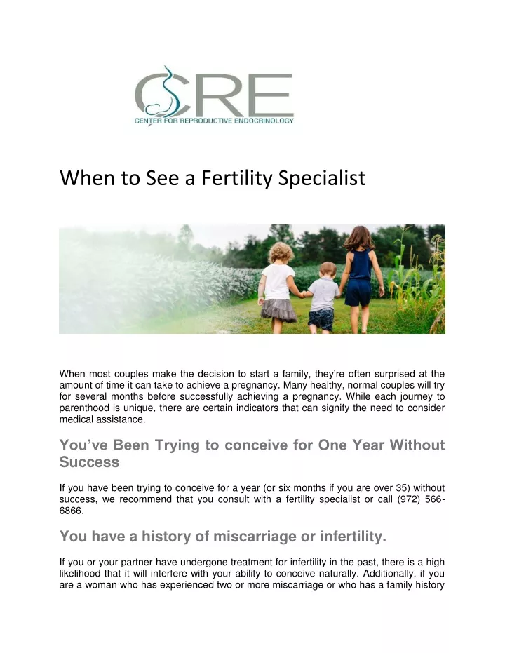 when to see a fertility specialist