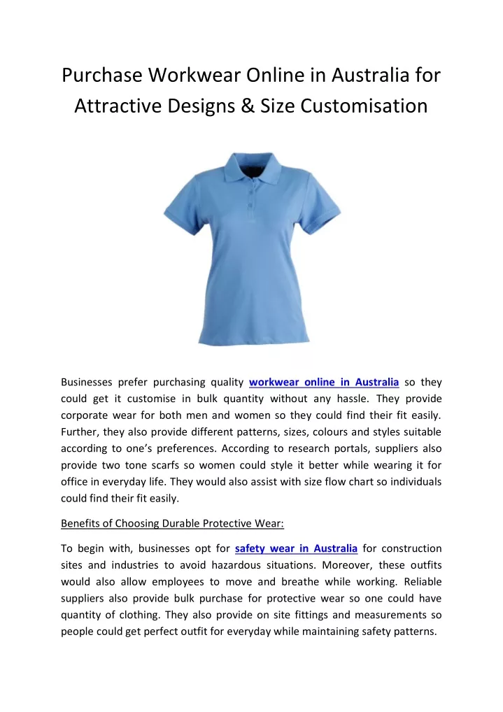 purchase workwear online in australia