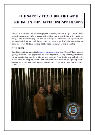 The safety features of game rooms in top-rated escape rooms