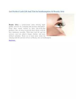 Get Perfect Lash Lift And Tint In Southampton At Beauty Arts