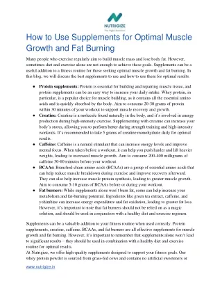 How to Use Supplements for Optimal Muscle Growth and Fat Burning