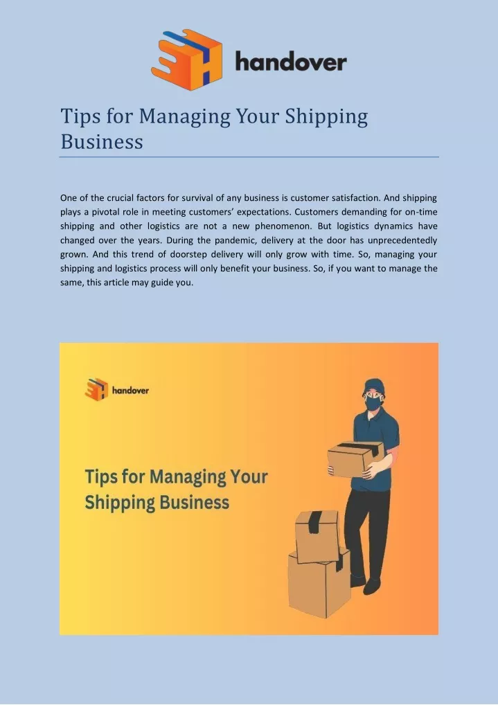 tips for managing your shipping business