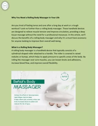 Why You Need a Rolling Body Massager in Your Life