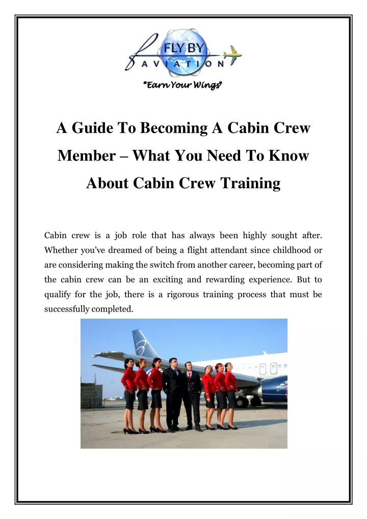 a guide to becoming a cabin crew