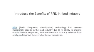 How to use RFID in the food industry