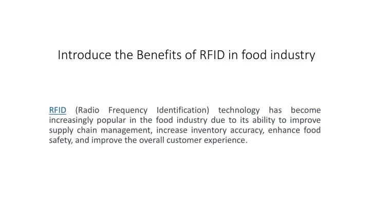 introduce the benefits of rfid in food industry