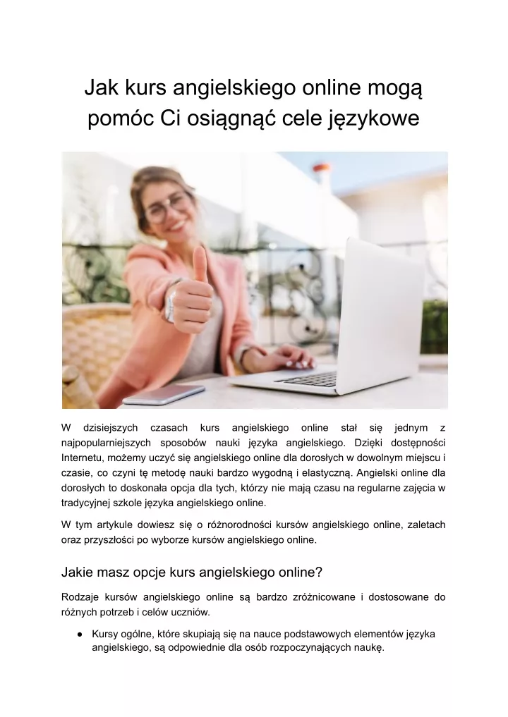 jak kurs angielskiego online