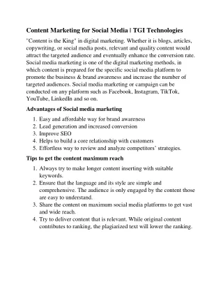 Content Marketing for Social Media